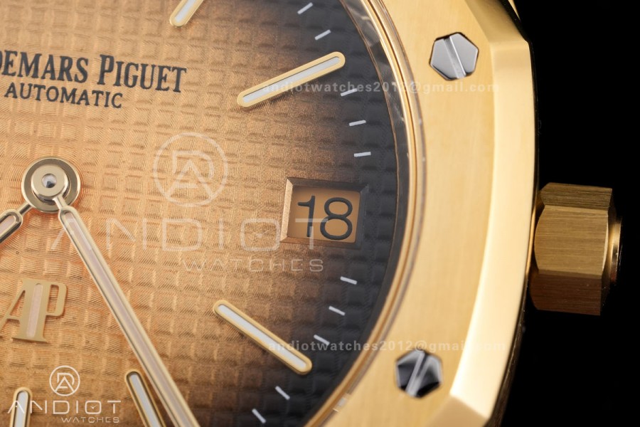 Royal Oak 39mm 16202 50th YG ZF 1:1 Best Edition YG Smoked Dial On YG Bracelet A7121