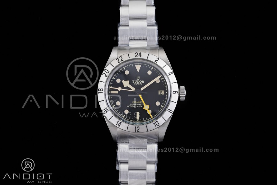 Black Bay M79470 GMT SS ZF 1:1 Best Edition Black Dial On SS Bracelet Super Clone 3186