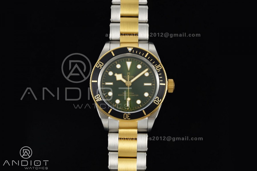 Black bay 41 SS/YG BLF 1:1 Best Edition Black Bezel Green Dial on Rivet Strap A2824