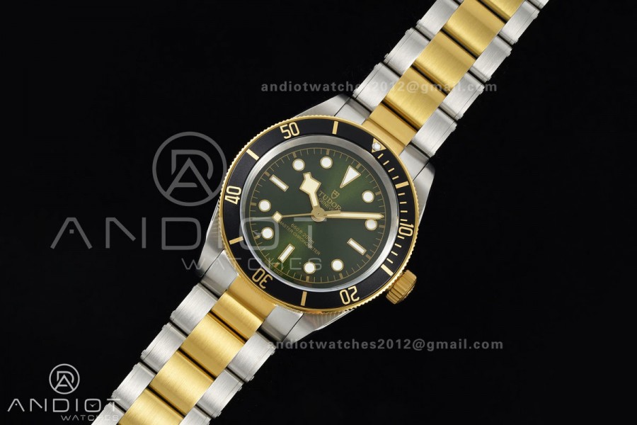 Black bay 41 SS/YG BLF 1:1 Best Edition Black Bezel Green Dial on Rivet Strap A2824
