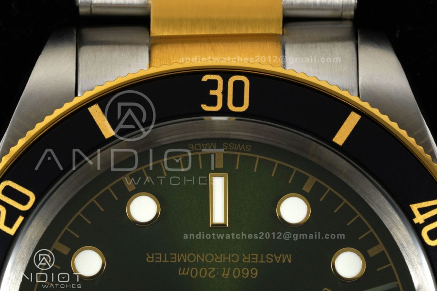 Black bay 41 SS/YG BLF 1:1 Best Edition Black Bezel Green Dial on Rivet Strap A2824