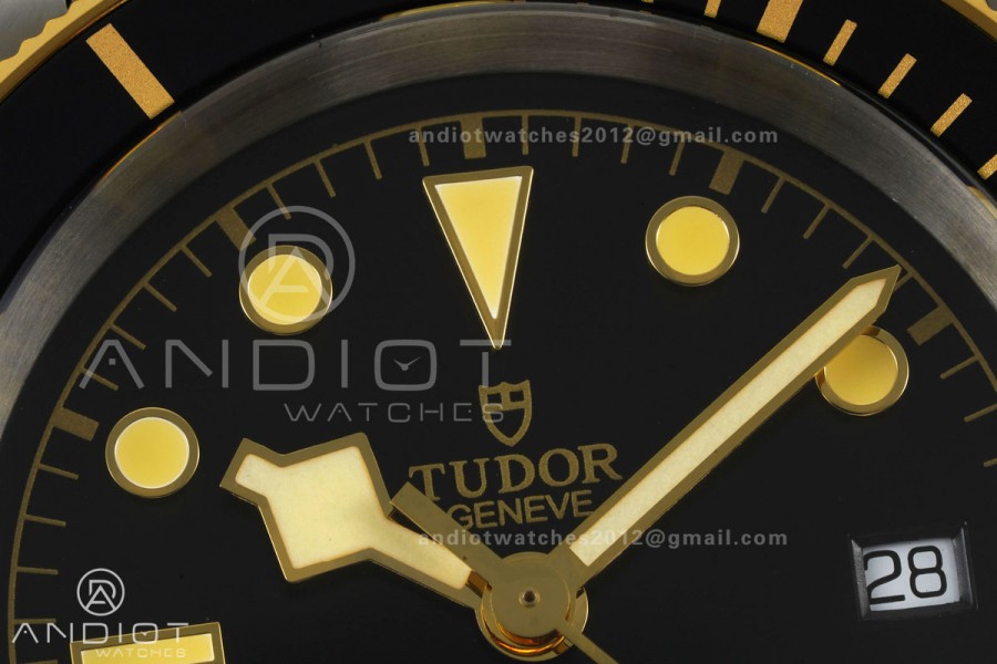 Black bay 41 SS/YG BLF 1:1 Best Edition Black Bezel Black Dial on Rivet Strap A2824