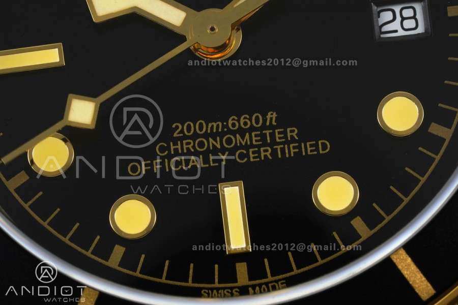 Black bay 41 SS/YG BLF 1:1 Best Edition Black Bezel Black Dial on Rivet Strap A2824