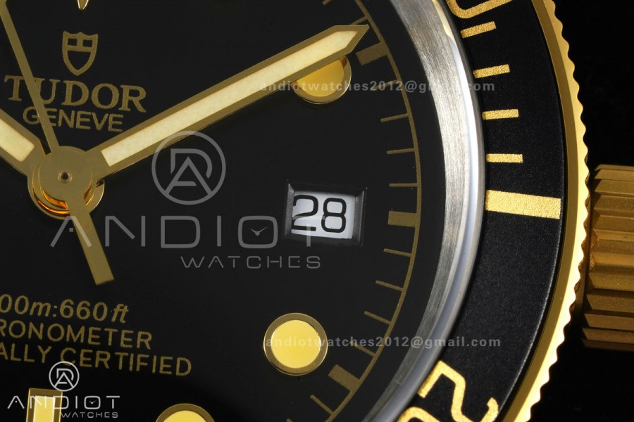 Black bay 41 SS/YG BLF 1:1 Best Edition Black Bezel Black Dial on Rivet Strap A2824