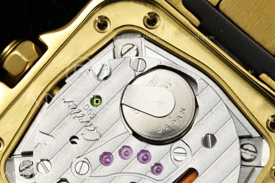 Santos WGSA0107 27x34.5mm YG BLF 1:1 Best Edition Silver Dial On SS SmartLinks Bracelet Ronda Quartz