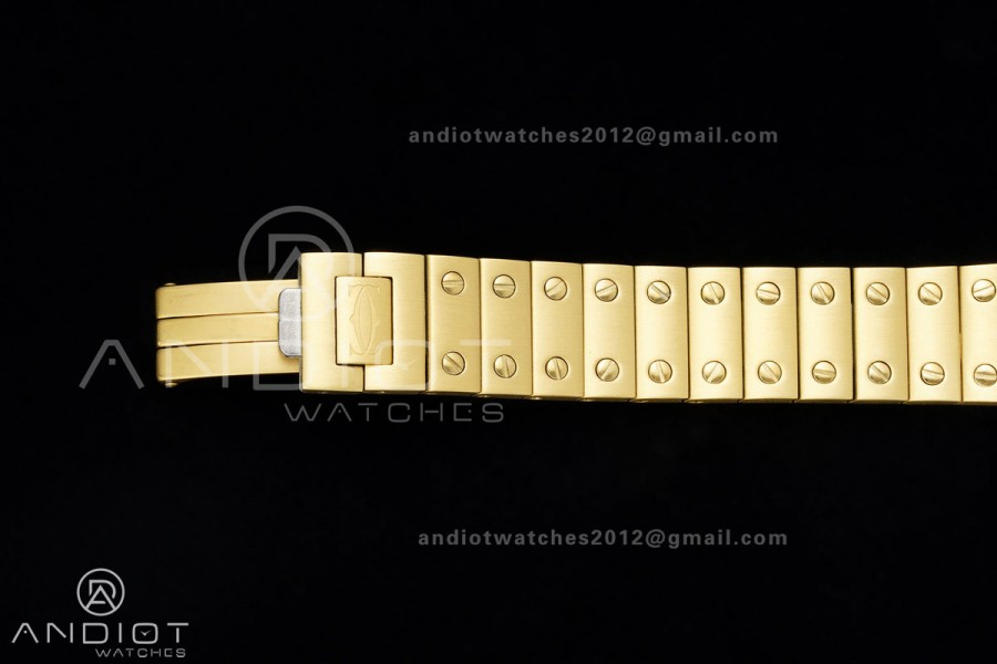 Santos WGSA0107 27x34.5mm YG BLF 1:1 Best Edition Silver Dial On SS SmartLinks Bracelet Ronda Quartz