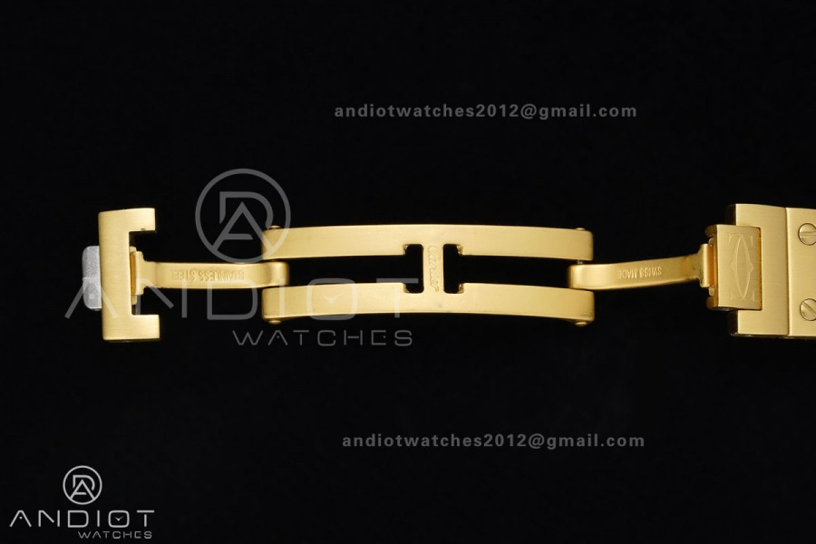 Santos WGSA0107 27x34.5mm YG BLF 1:1 Best Edition Silver Dial On SS SmartLinks Bracelet Ronda Quartz