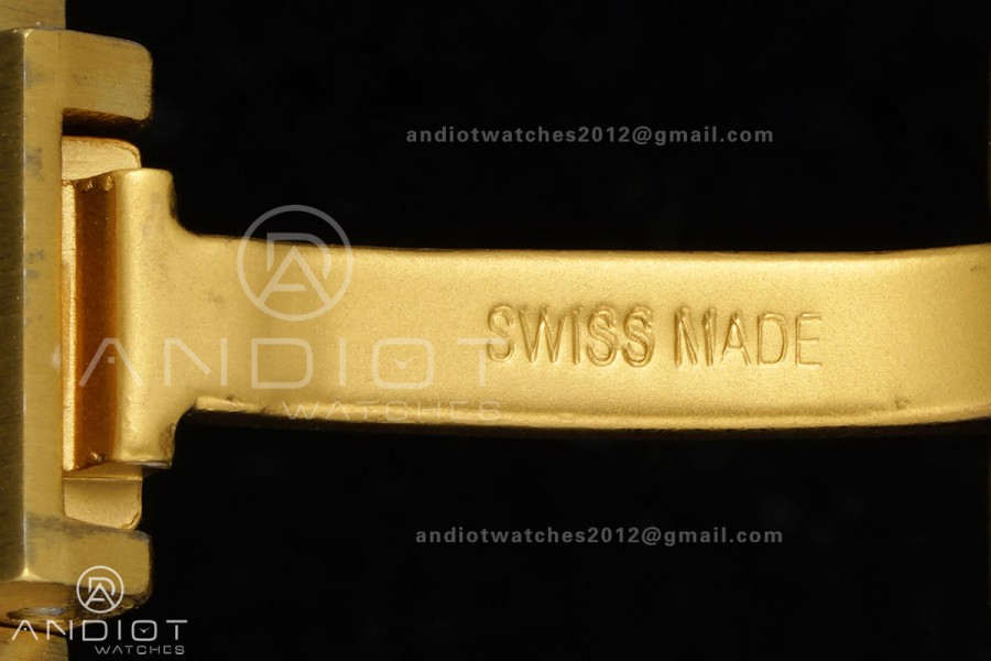 Santos WGSA0107 27x34.5mm YG BLF 1:1 Best Edition Silver Dial On SS SmartLinks Bracelet Ronda Quartz