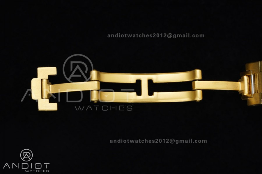 Santos WGSA0107 27x34.5mm YG BLF 1:1 Best Edition Silver Dial On SS SmartLinks Bracelet Ronda Quartz