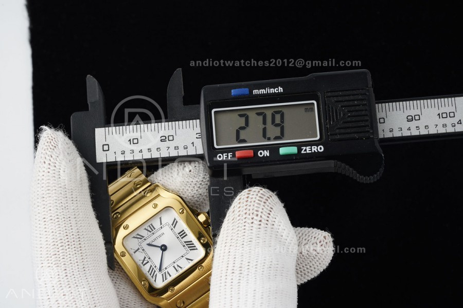 Santos WGSA0107 27x34.5mm YG BLF 1:1 Best Edition Silver Dial On SS SmartLinks Bracelet Ronda Quartz