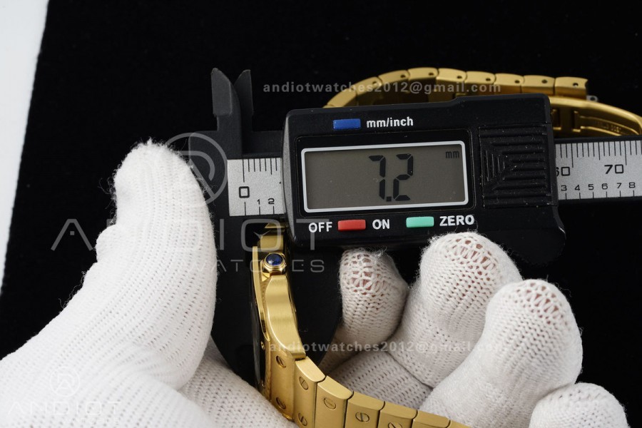 Santos WGSA0107 27x34.5mm YG BLF 1:1 Best Edition Silver Dial On SS SmartLinks Bracelet Ronda Quartz