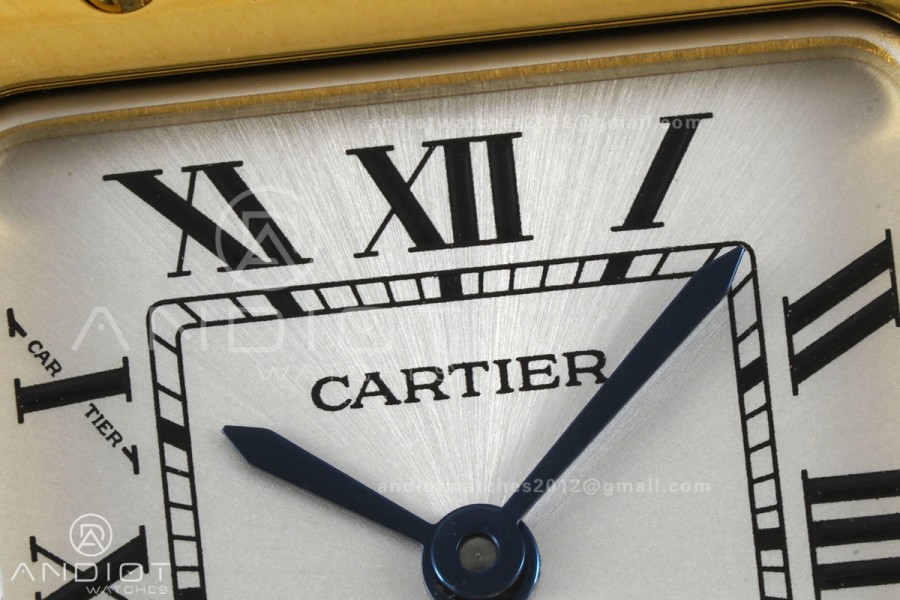 Santos WGSA0107 27x34.5mm YG BLF 1:1 Best Edition Silver Dial On SS SmartLinks Bracelet Ronda Quartz