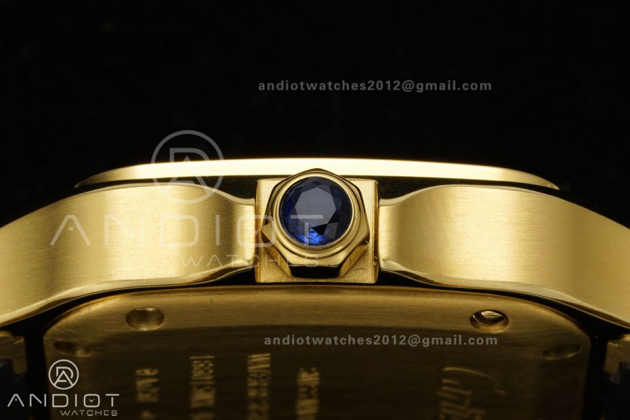 Santos WGSA0107 27x34.5mm YG BLF 1:1 Best Edition Silver Dial On SS SmartLinks Bracelet Ronda Quartz