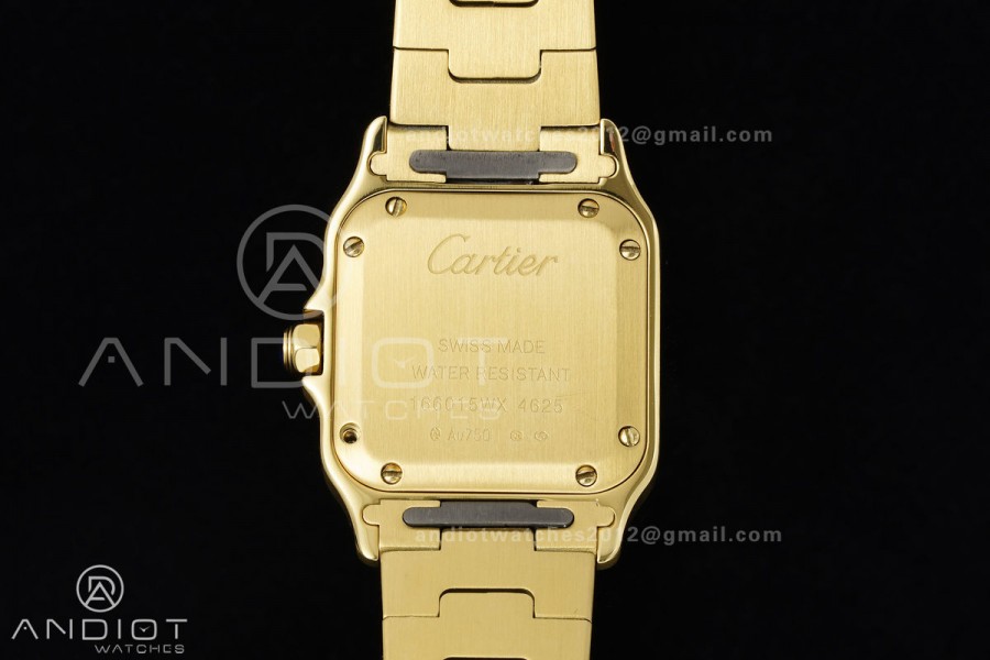 Santos WGSA0107 27x34.5mm YG BLF 1:1 Best Edition Silver Dial On SS SmartLinks Bracelet Ronda Quartz