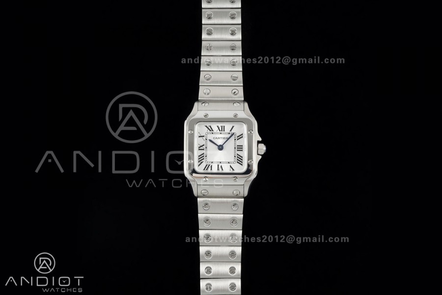Santos WSSA0082 27x34.5mm BLF 1:1 Best Edition Silver Dial On SS SmartLinks Bracelet Ronda Quartz