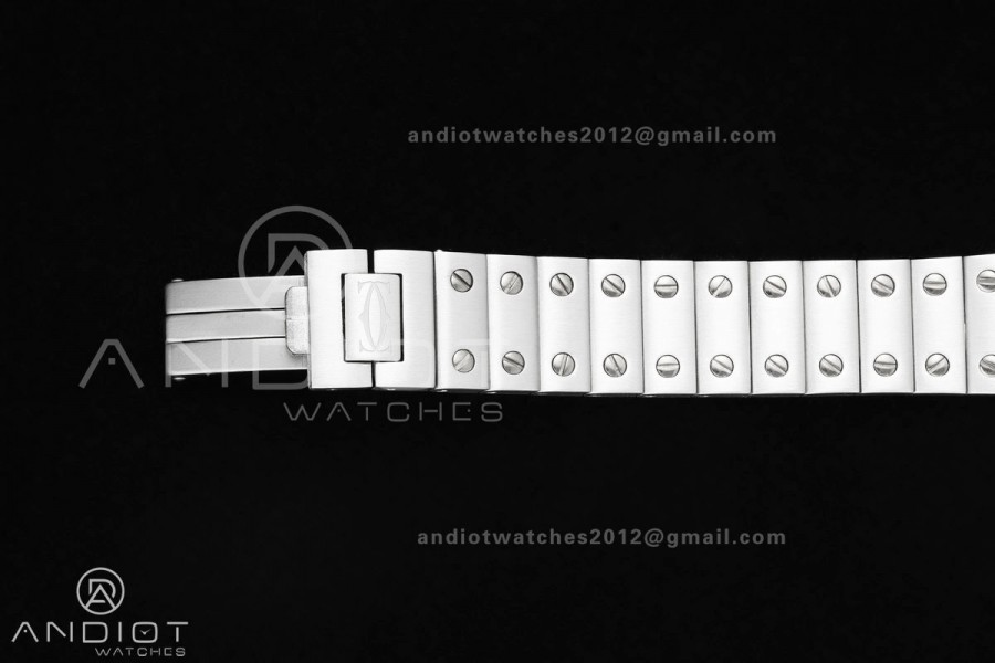Santos WSSA0082 27x34.5mm BLF 1:1 Best Edition Silver Dial On SS SmartLinks Bracelet Ronda Quartz