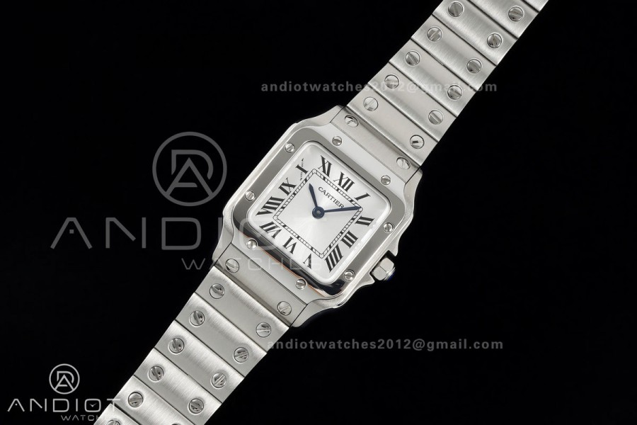 Santos WSSA0082 27x34.5mm BLF 1:1 Best Edition Silver Dial On SS SmartLinks Bracelet Ronda Quartz