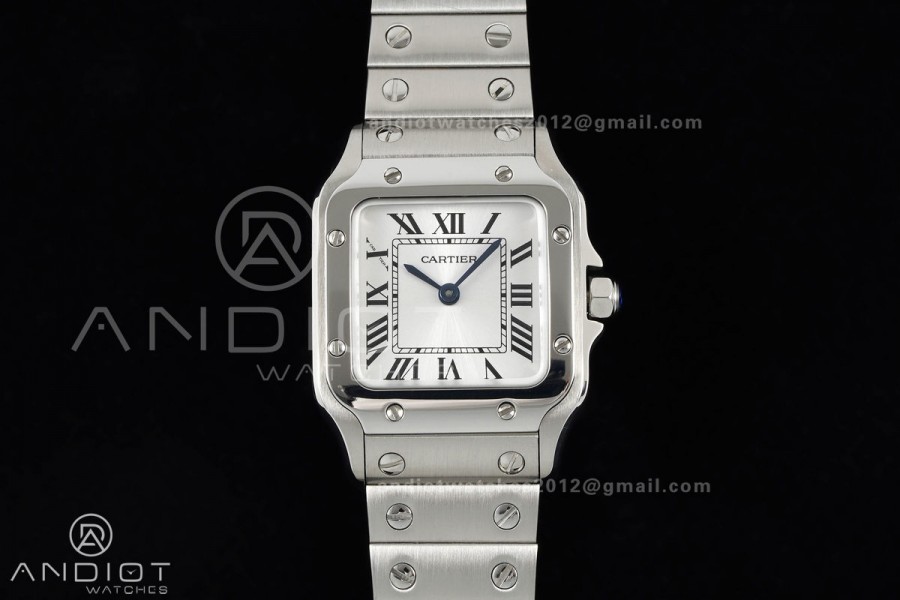 Santos WSSA0082 27x34.5mm BLF 1:1 Best Edition Silver Dial On SS SmartLinks Bracelet Ronda Quartz