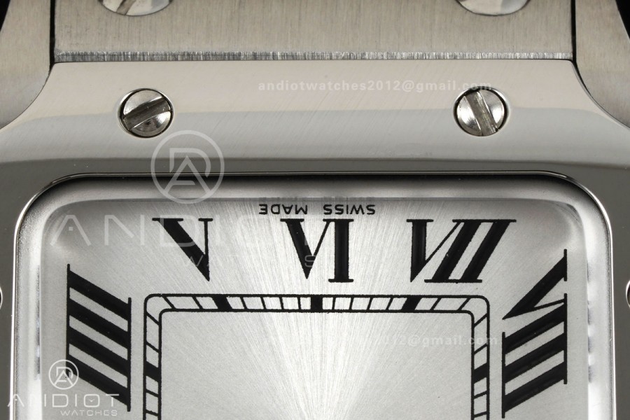 Santos WSSA0082 27x34.5mm BLF 1:1 Best Edition Silver Dial On SS SmartLinks Bracelet Ronda Quartz