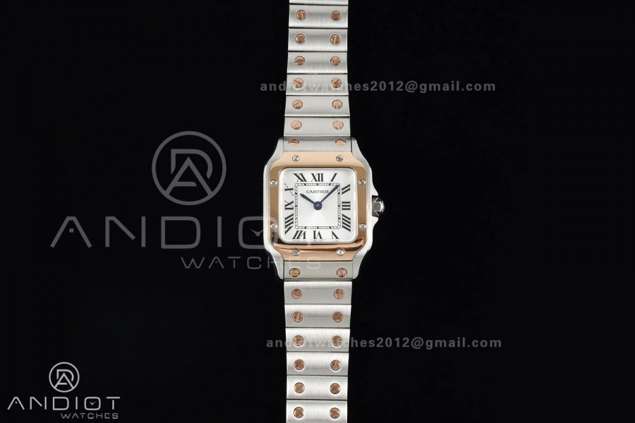 Santos 27x34.5mm SS/RG BLF 1:1 Best Edition Silver Dial On SS SmartLinks Bracelet Ronda Quartz