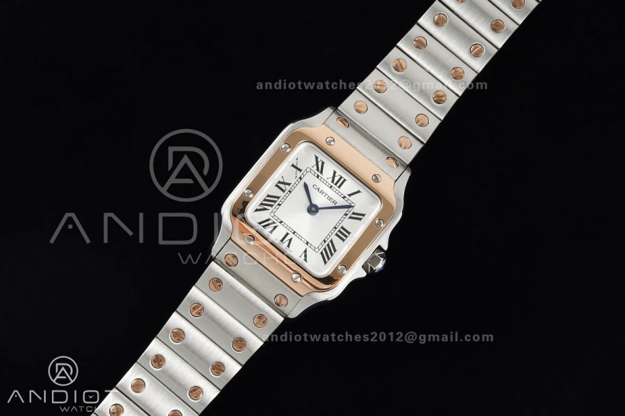 Santos 27x34.5mm SS/RG BLF 1:1 Best Edition Silver Dial On SS SmartLinks Bracelet Ronda Quartz