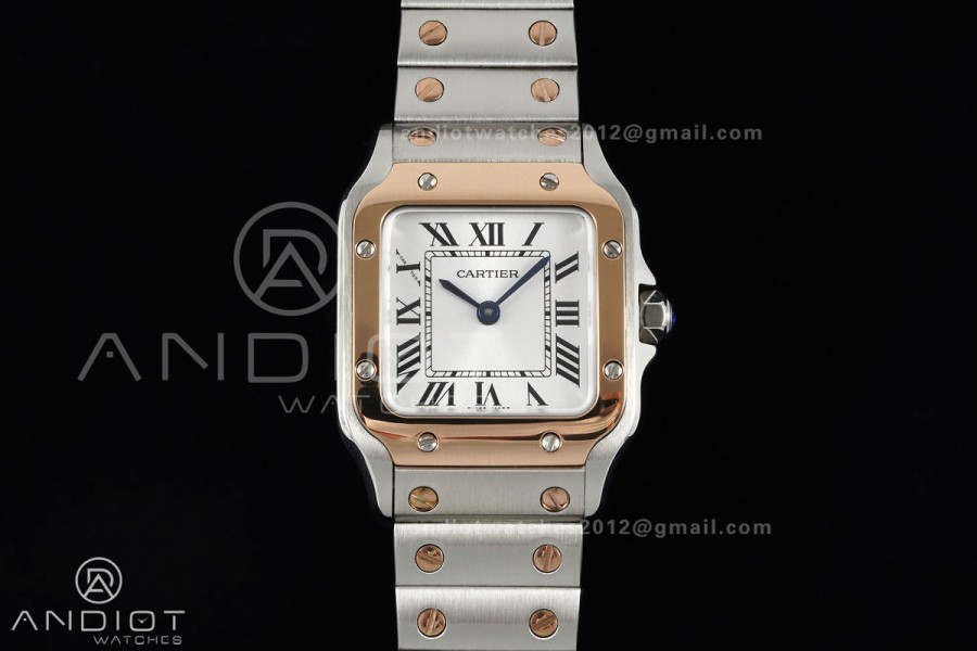Santos 27x34.5mm SS/RG BLF 1:1 Best Edition Silver Dial On SS SmartLinks Bracelet Ronda Quartz