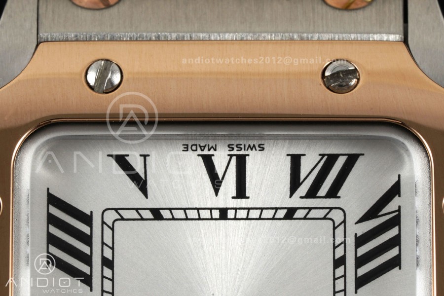 Santos 27x34.5mm SS/RG BLF 1:1 Best Edition Silver Dial On SS SmartLinks Bracelet Ronda Quartz