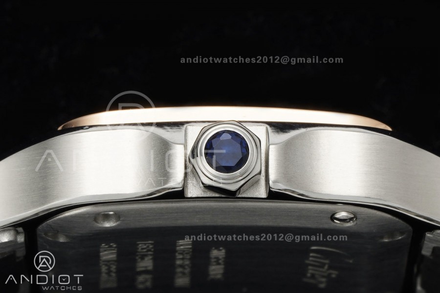 Santos 27x34.5mm SS/RG BLF 1:1 Best Edition Silver Dial On SS SmartLinks Bracelet Ronda Quartz