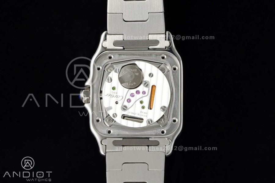 Santos 27x34.5mm SS/RG BLF 1:1 Best Edition Silver Dial On SS SmartLinks Bracelet Ronda Quartz
