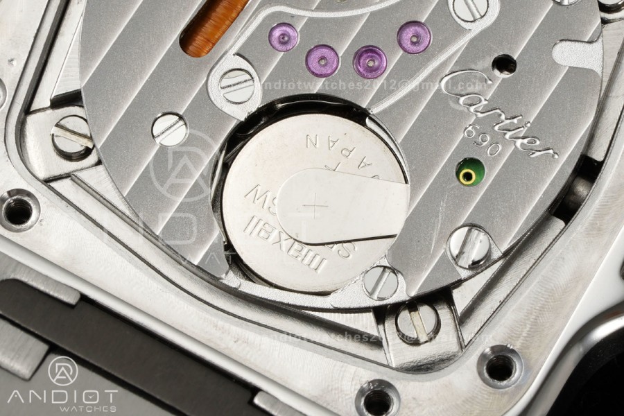 Santos W2SA0033 27x34.5mm SS/YG BLF 1:1 Best Edition Silver Dial On SS SmartLinks Bracelet Ronda Quartz