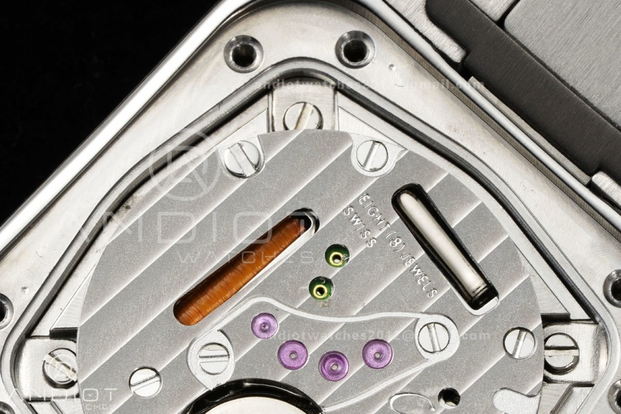 Santos W2SA0033 27x34.5mm SS/YG BLF 1:1 Best Edition Silver Dial On SS SmartLinks Bracelet Ronda Quartz