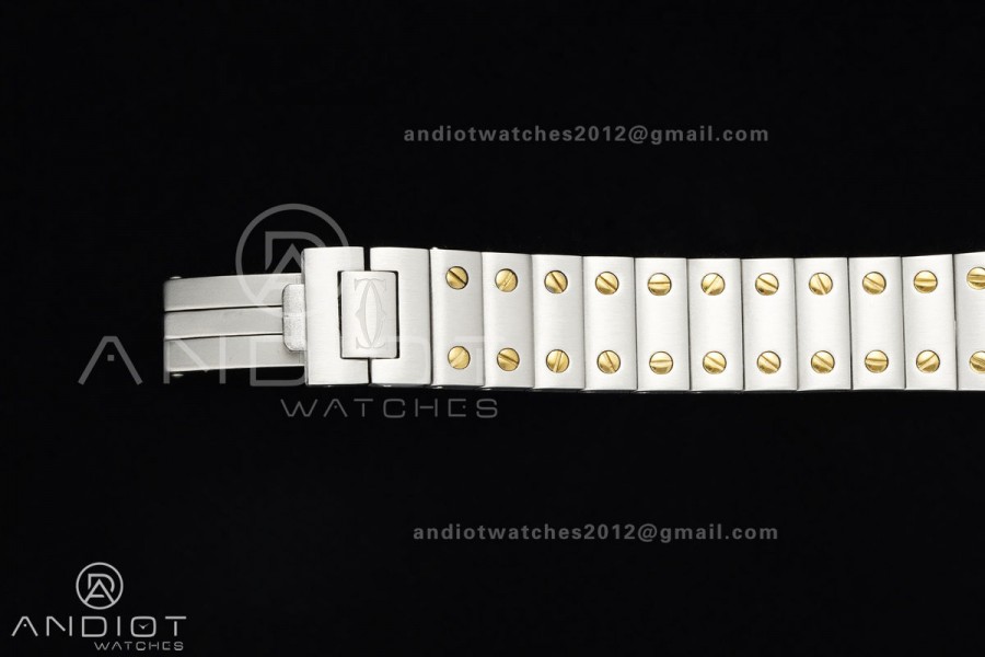 Santos W2SA0033 27x34.5mm SS/YG BLF 1:1 Best Edition Silver Dial On SS SmartLinks Bracelet Ronda Quartz
