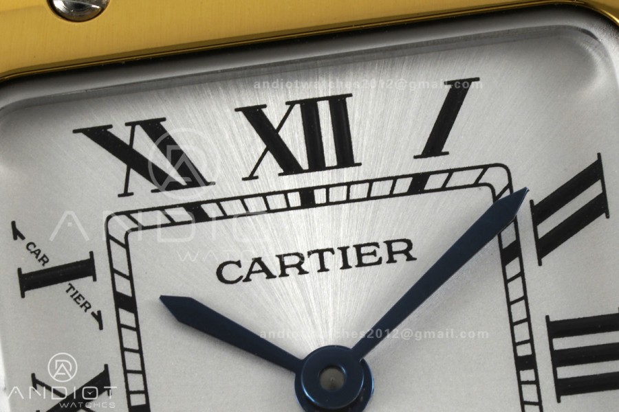 Santos W2SA0033 27x34.5mm SS/YG BLF 1:1 Best Edition Silver Dial On SS SmartLinks Bracelet Ronda Quartz