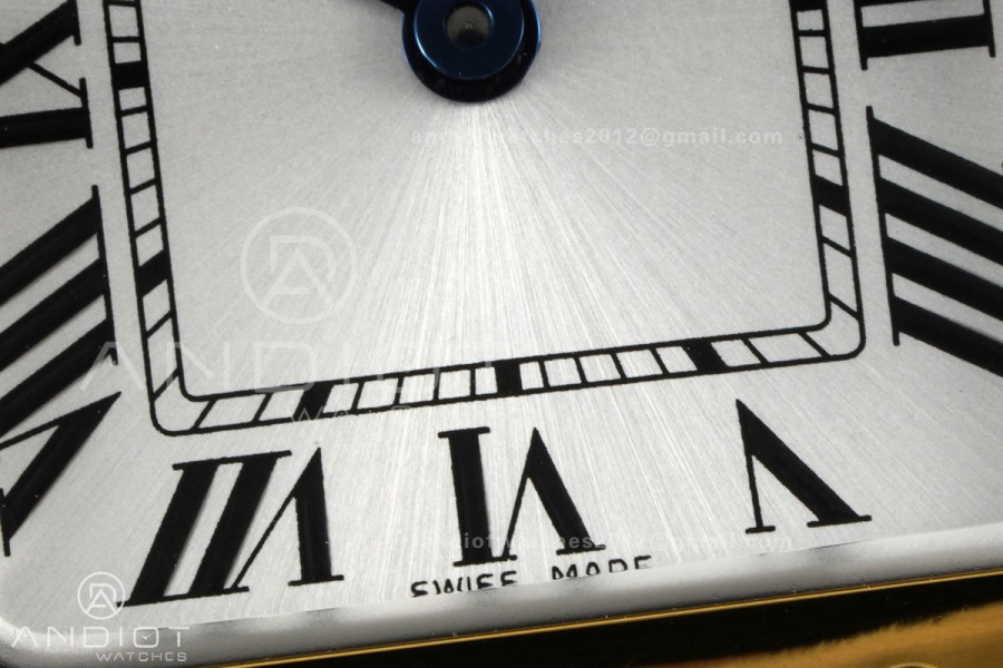 Santos W2SA0033 27x34.5mm SS/YG BLF 1:1 Best Edition Silver Dial On SS SmartLinks Bracelet Ronda Quartz