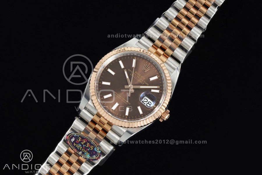 DateJust 36 126231 SS/RG VF 1:1 Best Edition Brown Stick Dial on Jubilee Bracelet DD3235