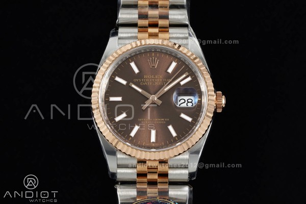 DateJust 36 126231 SS/RG VF 1:1 Best Edition Brown Stick Dial on Jubilee Bracelet DD3235