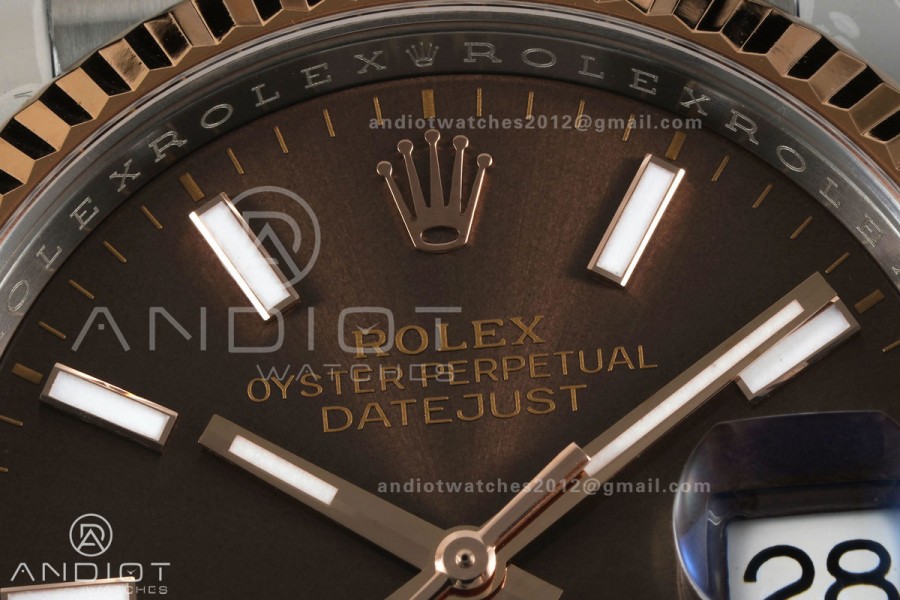 DateJust 36 126231 SS/RG VF 1:1 Best Edition Brown Stick Dial on Jubilee Bracelet DD3235