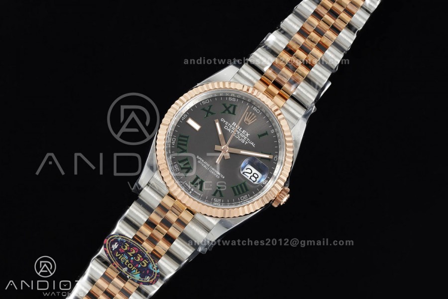 DateJust 36 126231 SS/RG VF 1:1 Best Edition Gray Dial Green Roman on Jubilee Bracelet DD3235