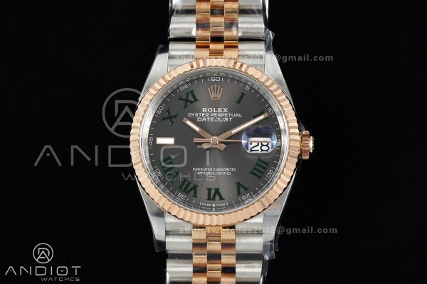 DateJust 36 126231 SS/RG VF 1:1 Best Edition Gray Dial Green Roman on Jubilee Bracelet DD3235