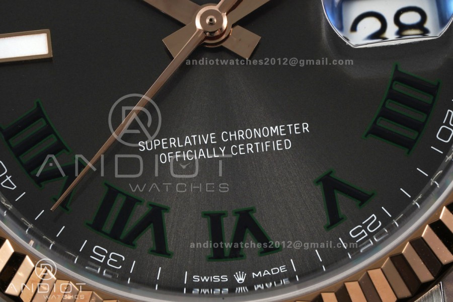 DateJust 36 126231 SS/RG VF 1:1 Best Edition Gray Dial Green Roman on Jubilee Bracelet DD3235
