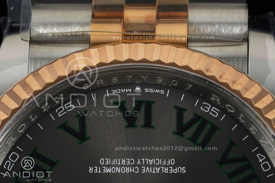 DateJust 36 126231 SS/RG VF 1:1 Best Edition Gray Dial Green Roman on Jubilee Bracelet DD3235