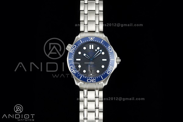 Seamaster Diver 300M SS ORF 1:1 Best Edition Blue Ceramic Gray Dial on SS Bracelet OR8800 Super Clone