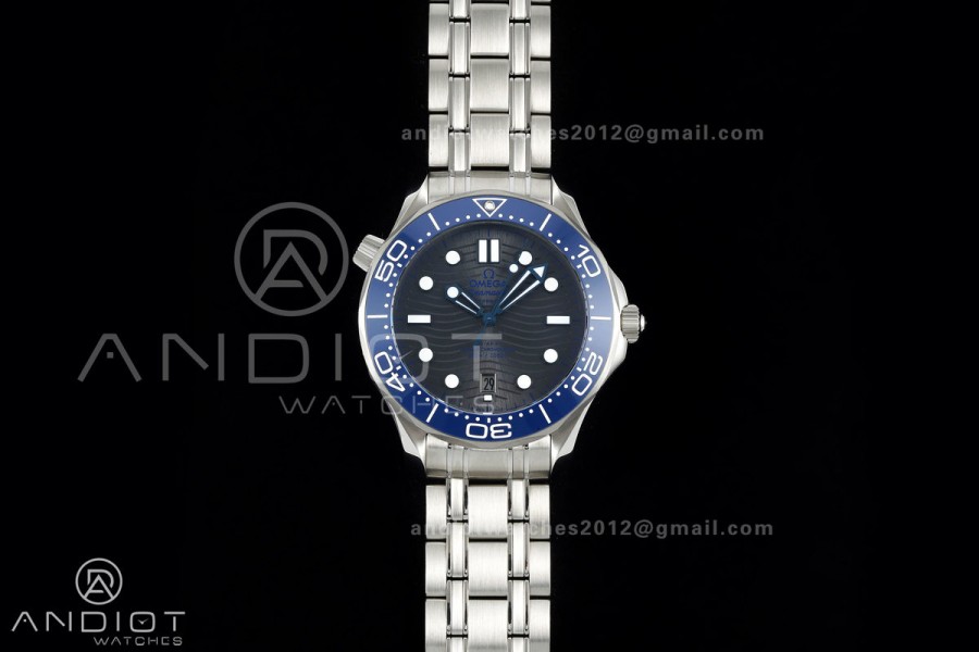 Seamaster Diver 300M SS ORF 1:1 Best Edition Blue Ceramic Gray Dial on SS Bracelet OR8800 Super Clone