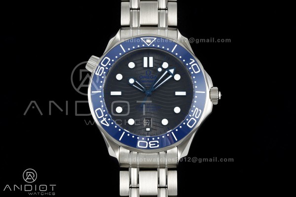 Seamaster Diver 300M SS ORF 1:1 Best Edition Blue Ceramic Gray Dial on SS Bracelet OR8800 Super Clone