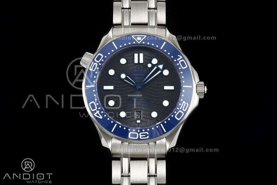 Seamaster Diver 300M SS ORF 1:1 Best Edition Blue Ceramic Gray Dial on SS Bracelet OR8800 Super Clone