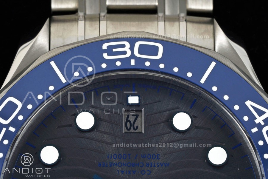 Seamaster Diver 300M SS ORF 1:1 Best Edition Blue Ceramic Gray Dial on SS Bracelet OR8800 Super Clone