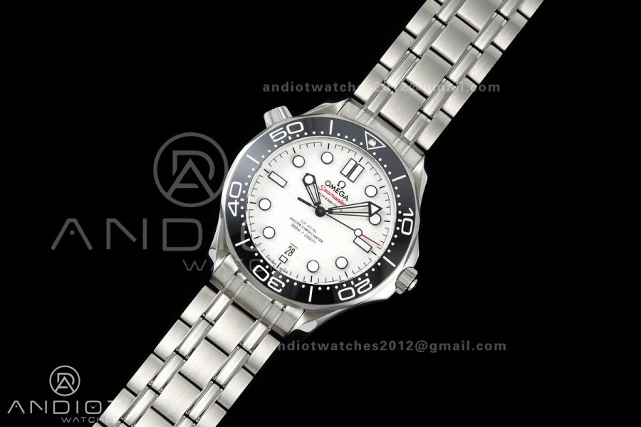 Seamaster Diver 300M SS ORF 1:1 Best Edition Black Ceramic White Dial on SS Bracelet OR8800 Super Clone