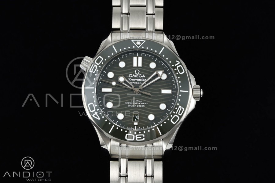 Seamaster Diver 300M SS ORF 1:1 Best Edition Green Ceramic Green Dial on SS Bracelet OR8800 Super Clone