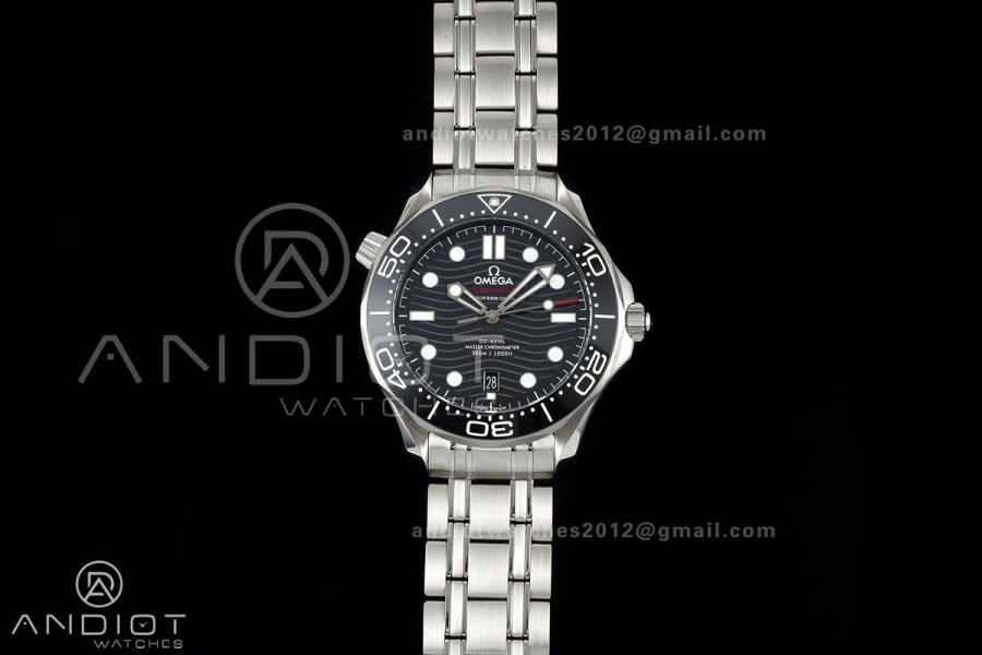 Seamaster Diver 300M SS ORF 1:1 Best Edition Black Ceramic Black Dial on SS Bracelet OR8800 Super Clone