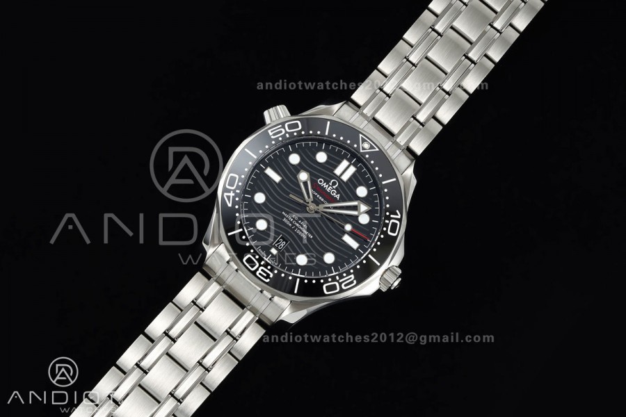 Seamaster Diver 300M SS ORF 1:1 Best Edition Black Ceramic Black Dial on SS Bracelet OR8800 Super Clone